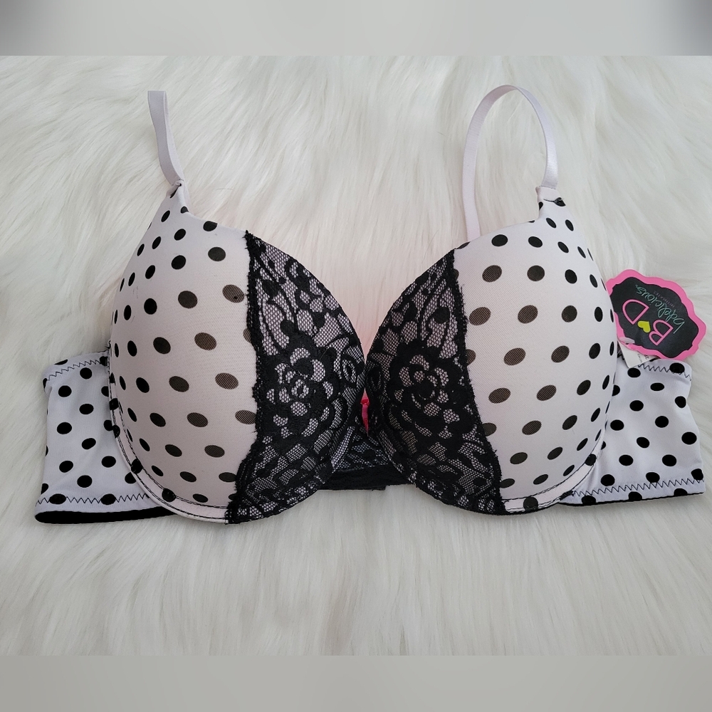 Polka Dot Lace Bra - Black & White